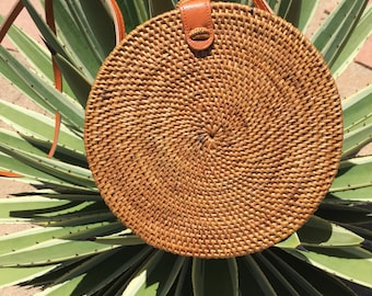 Rattan round bag Bali crossbody wicker purse