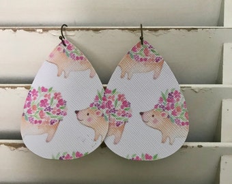 Porcupine Faux Leather Earrings