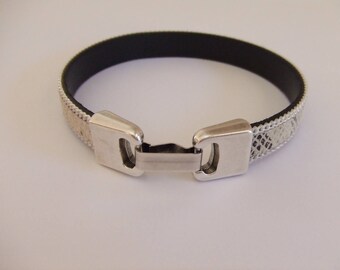 Men's snakeskin effect leather bracelet