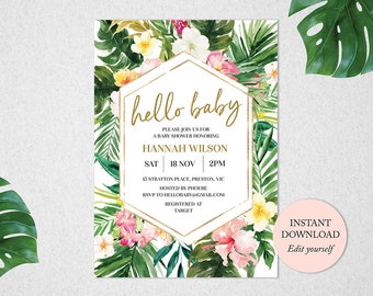 Tropical Baby Shower Invitations 2