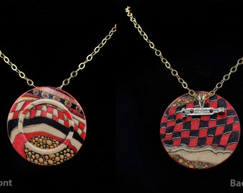 Wood Pendant With Archival Inks