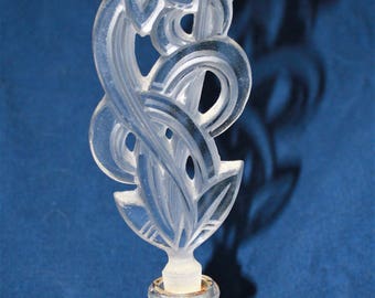 Vintage Czechoslovakian Clear Intaglio Cut Glass Perfume Bottle Stopper