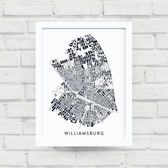 williamsburg brooklyn neighborhood map print home decor