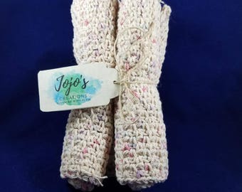 Crochet washcloths, cotton washcloths, tan and pastels washcloths, kitchen cloths, handmade