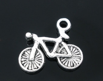 5 pieces Antique Silver Bicycle Charms