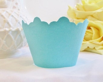 12 Breakfast at Tiffanys Cupcake Wrappers - Bridal Shower - Aqua Cupcake Liners - Wedding Cupcake Holders - Quinceanera Party - Baby Shower