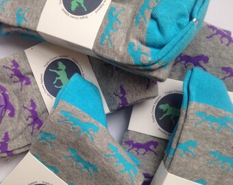 Equestrian boot socks with horse pattern