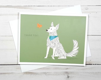 Thank You Dog Card, German Shepherd Dog Card, Dog Note Card, Dog Lover Gift, Pet Sitter Card, Dog Thank You Card, Dog Greeting Card