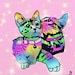 Mandy's Kitties-DIGITAL DOWNLOAD, cat,kitten, pet, watercolor, ink, pastel, rainbow, pink, girls decor, wall hanging, colorful, bright,