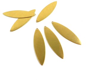 8 pendant navette, marquise, 34mm x 9mm raw brass blank print shape. PP-029