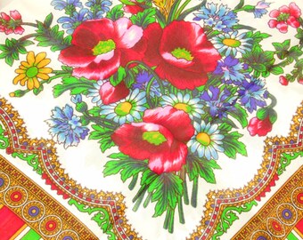 Châle ukrainien Floral châle châle traditionnel châle Unique soviétique vintage châle châle multicolore châle soviétique Rare Floral châle de laine