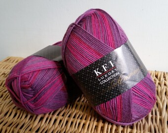 Sock Yarn, Cashmere, Luxury Sock, Self Striping, KFI Indulgence, Wool Blend Sock Yarn, 05 Fuschia