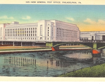 Vintage Linen Postcard...Pennsylvania, Philadelphia, New General Post Office...Unused..no. PA0040
