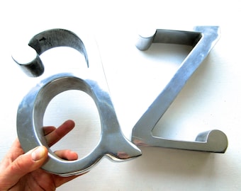 Pair of Large Vintage A and Z Metal Bookends