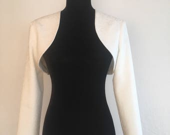 Wool white jacquard wedding bolero