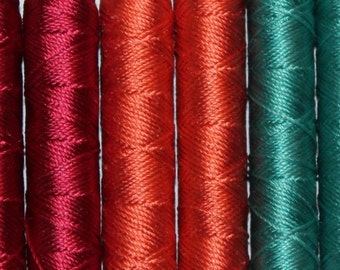 SILKA natural silk embroidery thread, PACK OF 10 spools, mix of colors, ref 008