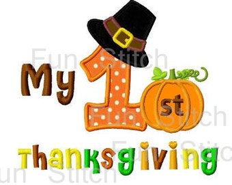 My first Thanksgiving applique machine embroidery design
