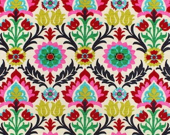 Custom Floral Roman Shades - Decorator Floral Pillow Covers - Contemporary Pink Red Green Floral Bedding Fabric - Designer Fabrics Online