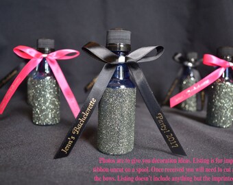 100 Personalized 3/8" Satin Ribbons for Wedding Favors, Birthday Favors or Baby Shower Favors.