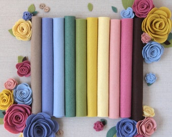 Wool Felt // Secret Garden //Merino Felt, Felt Assortment, Felt Flowers, Felt Kit, Felt Sheets, Merino Felt Collection, Wool Felt Fabric