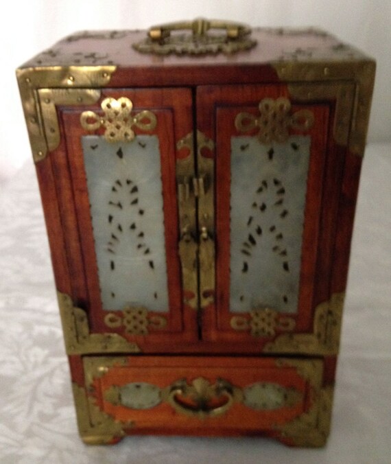 Alte orientalische Chinesisch Holz hölzerne Schmuckschatulle