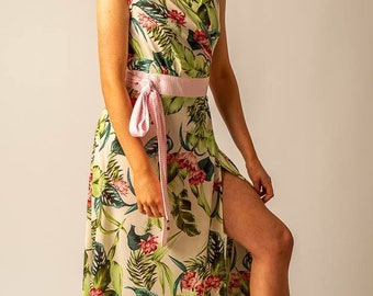 Tropical wrap dress