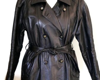 Leather trench coat | Etsy
