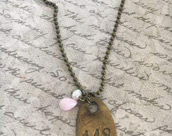 Vintage Hotel Key Tag Necklace
