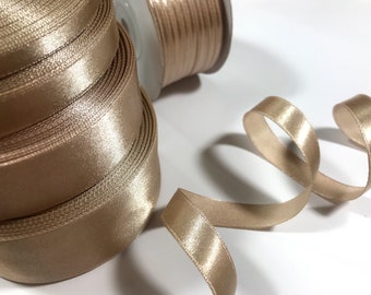 Champagne Gold 1/8 1/4 1/2 1.5 1 in Satin ribbon trim Champagne ribbon Wedding decorations Cake ribbon Gift wrapping Invitation card