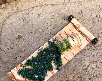 Dark Green Curses Potion Spilled on a Torn Spell Scroll - Dollhouse Miniature (SP10)