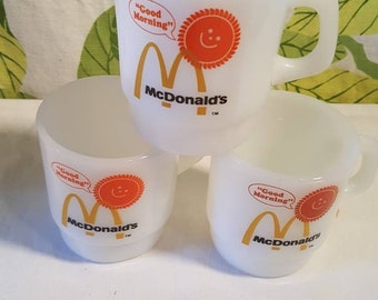 Vintage Fire King Anchor Hocking McDonalds Mugs Set of 3