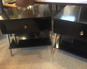 2 Century Black Nightstands Traditional Tables.Antiques Nightstans. Bedroom Nightstands.