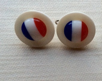 Red, White and Blue Plastic Clip on Earrings