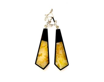 Earrings made of amber and Gagat