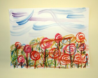 FREE SHIPPING Watercolor Original. Original painting. 28x21 cm
