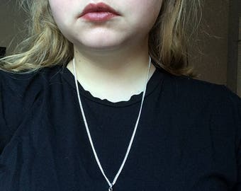 Delicate Pale Pink Gemstone Silver Necklace (Long)