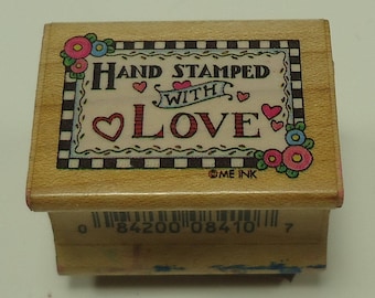Hand Stamped With Love Wood Mounted Rubber Stamp By All Night Media Checkerboard Hand Stamped 841D