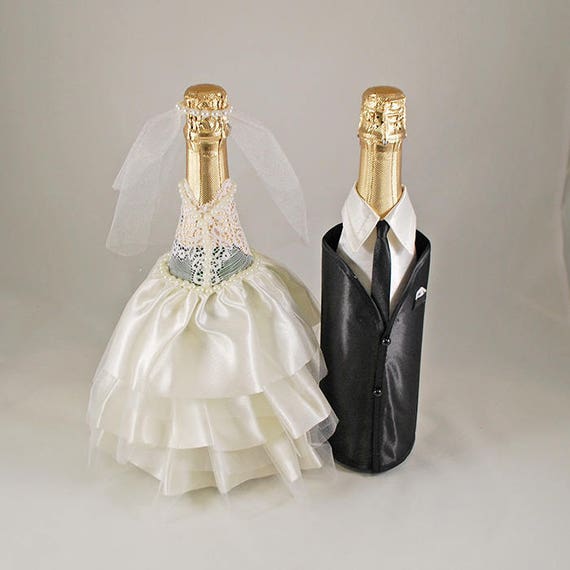 Wedding bottle decoration Bride and groom bottles Champagne