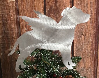Staffordshire Bull Terrier, Pit Bull, Natural Ears, Tree Topper, Angel, Wall Art or Dog Wreath Decor, Holiday Decoration, Aluminum, bauble