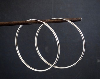 Silver Hoop Earrings, Large Silver Hoops, Simple Hoops, Classic Hoops, Modern Earrings, Minimal Earrings, Sterling Silver, 925