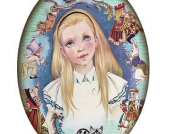 Alice in Wonderland Picture Pendant and chain 18x25mm Alice and Friends