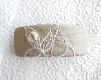 CLEARANCE - Sage green barrette, floral barrette, fabric barrette, hair accessory, fashion accessory