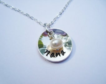Nana, Oma, Nonna, Mema, Personalized Sterling Silver Necklace, Nana Necklace, Custom, Grandmother Necklace, Nonna Necklace, Oma Necklace,