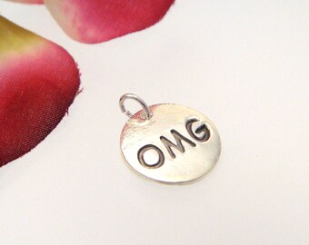 OMG emoticon fine silver charm