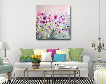 Large Wall Art Canvas Prints Abstract and Floral by Tamarrisart