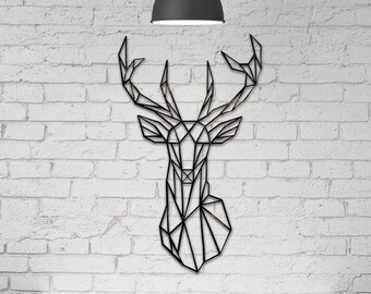 Stag's Head, Wall Decor Geometric Wall Art, Home Decor, Home and Living Acrylic Wall Hanging