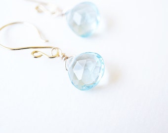 Earrings, Aquamarine Earrings, Gold Earrings, Birthstone Earrings, Dangle Earrings, Drop Earrings, Gemstone Earrings, March Birthstone, Gift