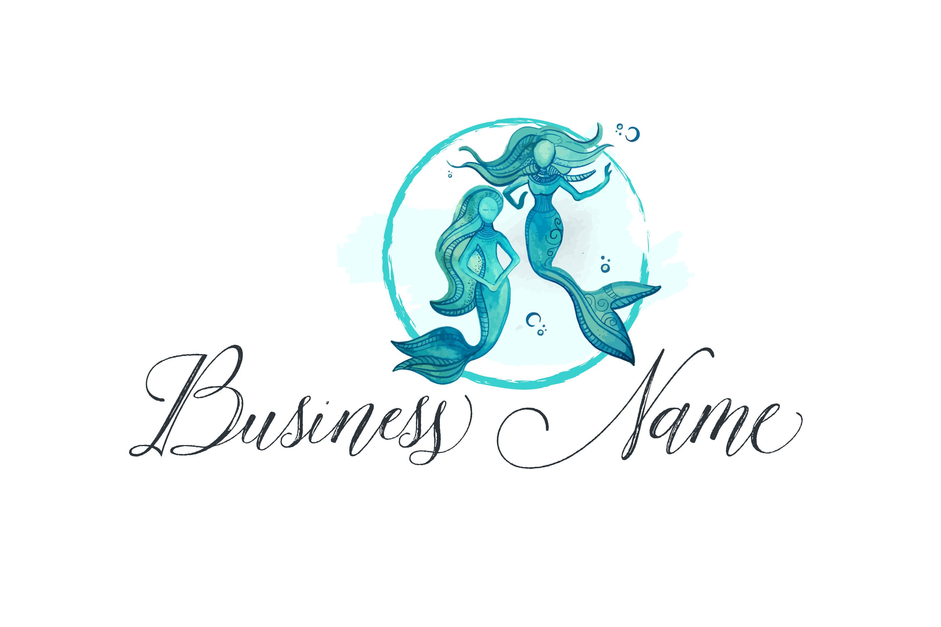 Custom Logo Design Premade Mermaid logo watercolor mermaids