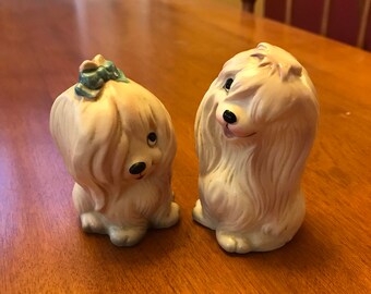 Cute Set of Ceramic Puppies Salt and Pepper Shakers