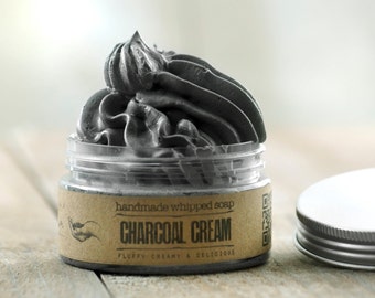 ACTIVATED CHARCOAL CREAM Whipped Soap, Mens soap, Vegan Soap, Natural Soap, Handmade Soap, Essential oils soap, Rustic soap, fluffy soap